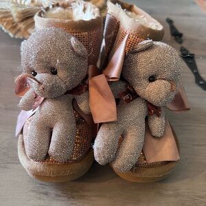 UGG Kids Slippers with Teddy Bear in Pink and Tan. Custom!!